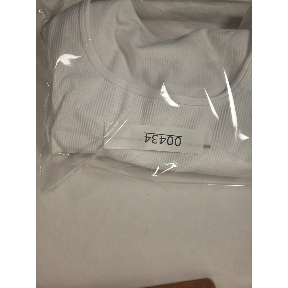 OQQ Womens White Ribbed Long Sleeve Square Neck Crop Top Size Small - Picture 4 of 4